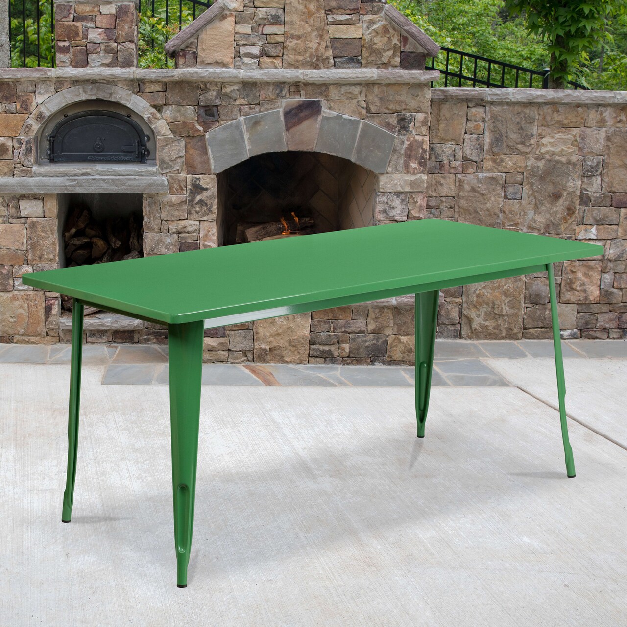 Emma and Oliver Commercial 31.5" x 63" Rectangular Colorful Metal Indoor-Outdoor Dining Table